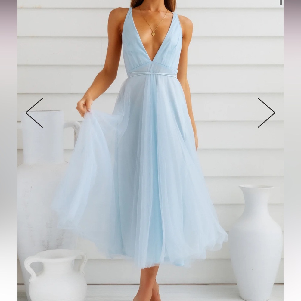 Holly Molly Summer Cinderella Midi Dress, Blue